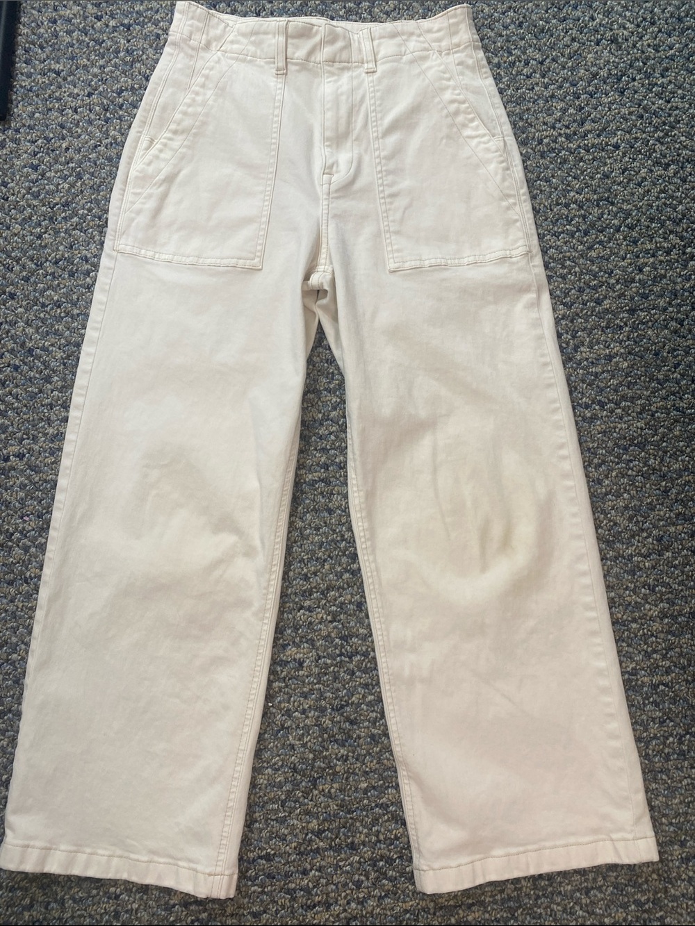 pistola Cream Wide Leg Jeans with Front Patch Pockets